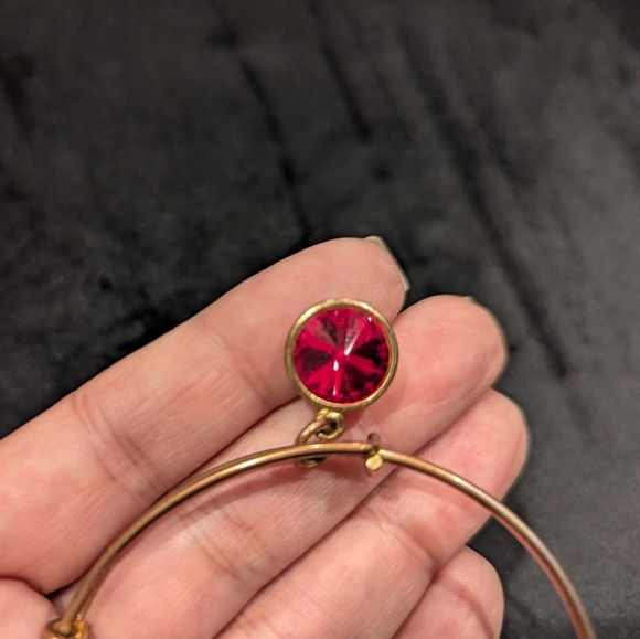 Alex and Ani Ruby Red Birthstone Gemstone Adjustable Charm Bangle Bracelet Gold - Picture 4 of 5